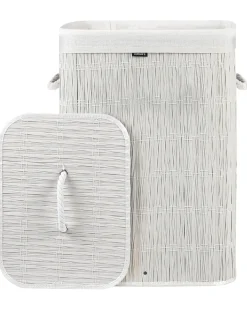 Cesto per la biancheria Con coperchio TRANCURA Tessuto Bianco 72 L