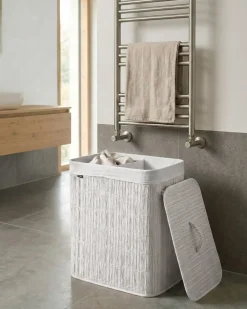 Cesto per la biancheria Con coperchio ARRAIAS Tessuto Bianco 100 L