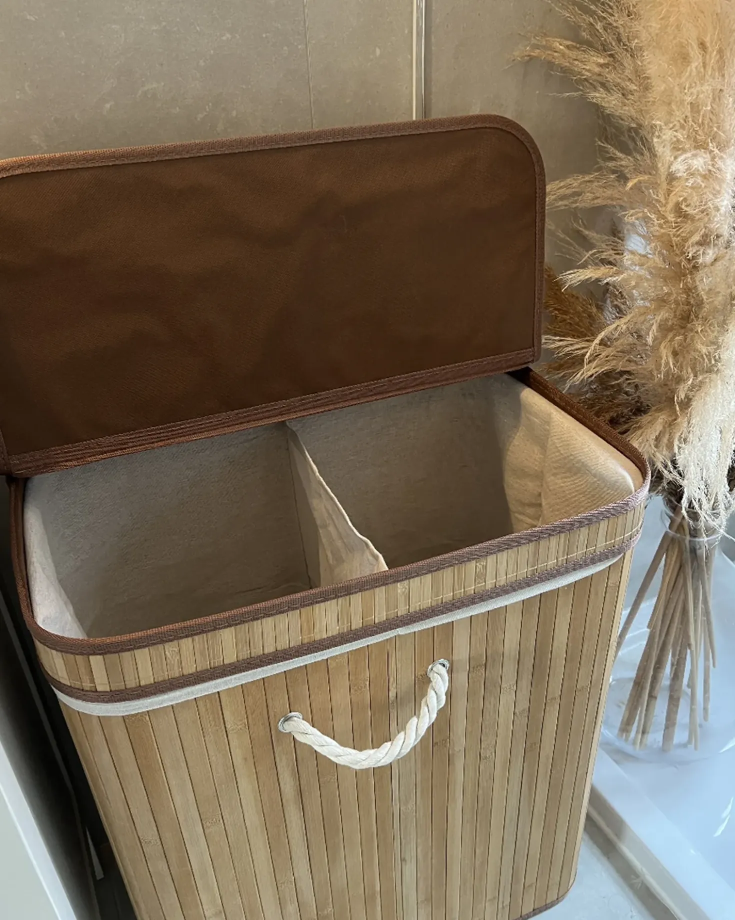 Cesto per la biancheria KALTHOTA Bambù Marrone chiaro 100 L