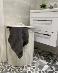 Cesto per la biancheria MATARA Bambù Bianco 57 L