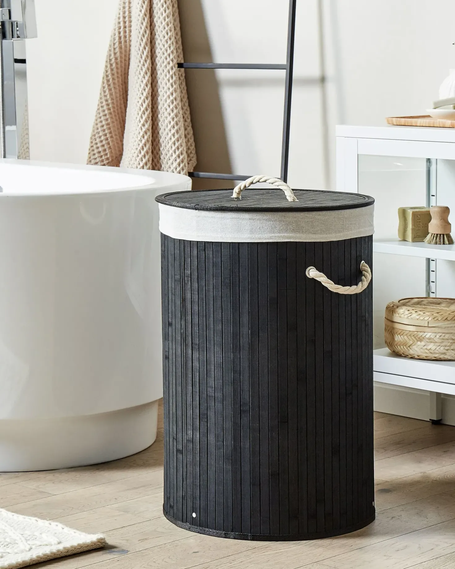 Cesto per la biancheria SANNAR Bambù Nero 75 L
