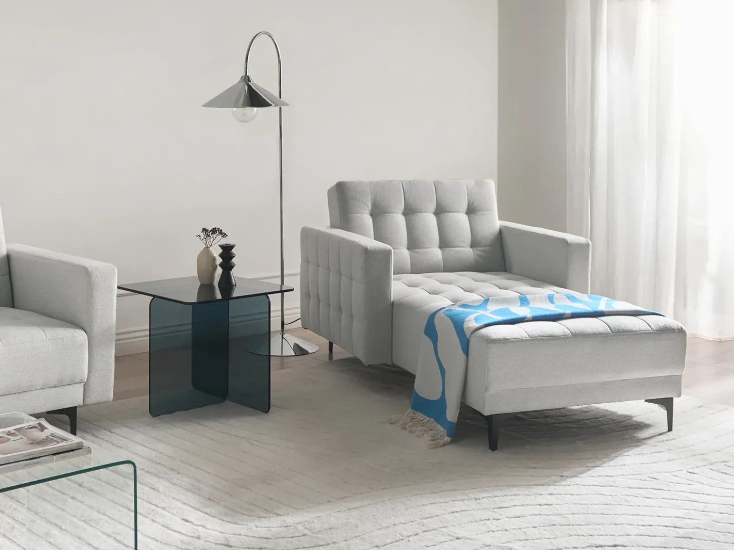 Chaise longue ABERDEEN Tessuto Grigio chiaro