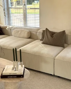 Chaise longue ARDAL Velluto a coste Bianco sporco Lato destro