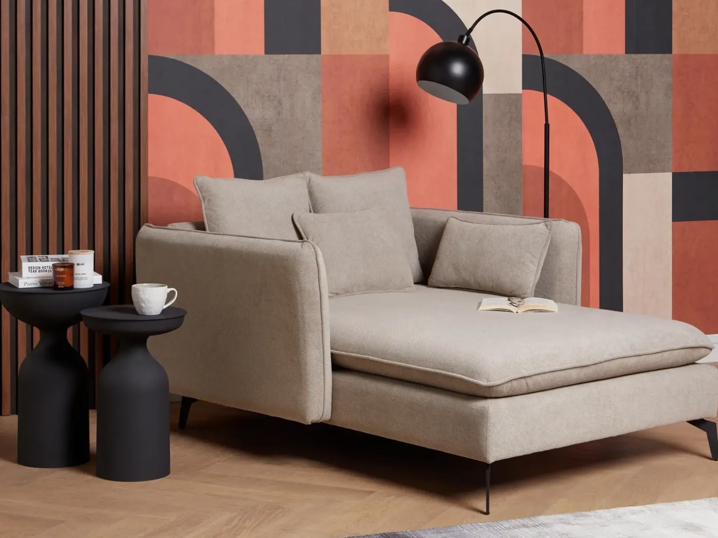 Chaise longue CHARMES Tessuto Tortora