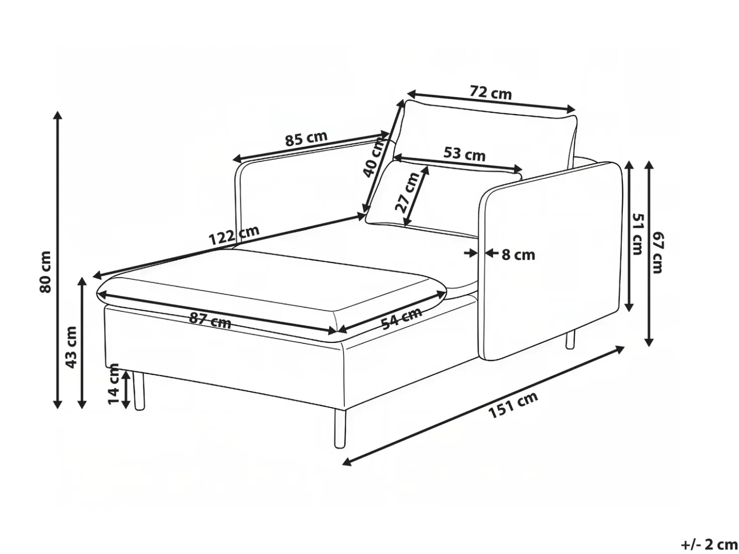 Chaise longue EGERIS Tessuto Beige