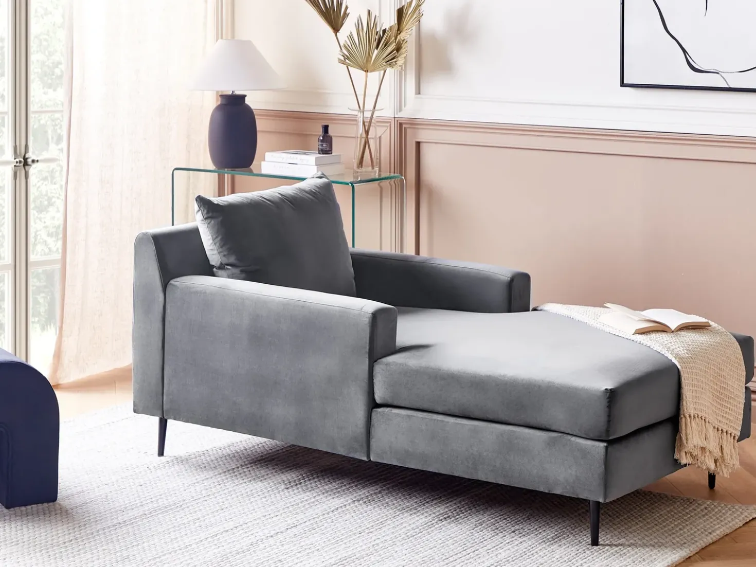 Chaise longue GUERET Velluto Grigio