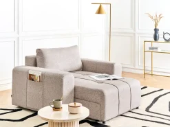 Chaise longue INNVIK Tessuto Marrone chiaro con contenitore