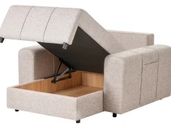 Chaise longue INNVIK Tessuto Marrone chiaro con contenitore