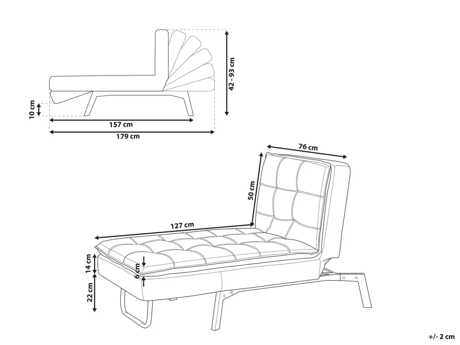Chaise longue LOIRET Velluto Nero