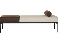 Chaise longue MALMOS Lino sintetico Pelle sintetica Marrone scuro