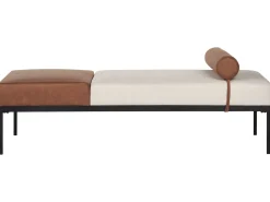 Chaise longue MALMOS Lino sintetico Pelle sintetica Marrone