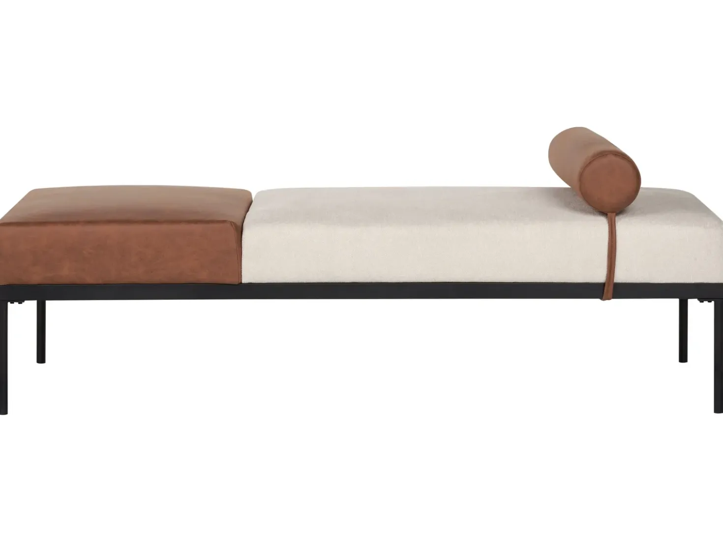 Chaise longue MALMOS Lino sintetico Pelle sintetica Marrone
