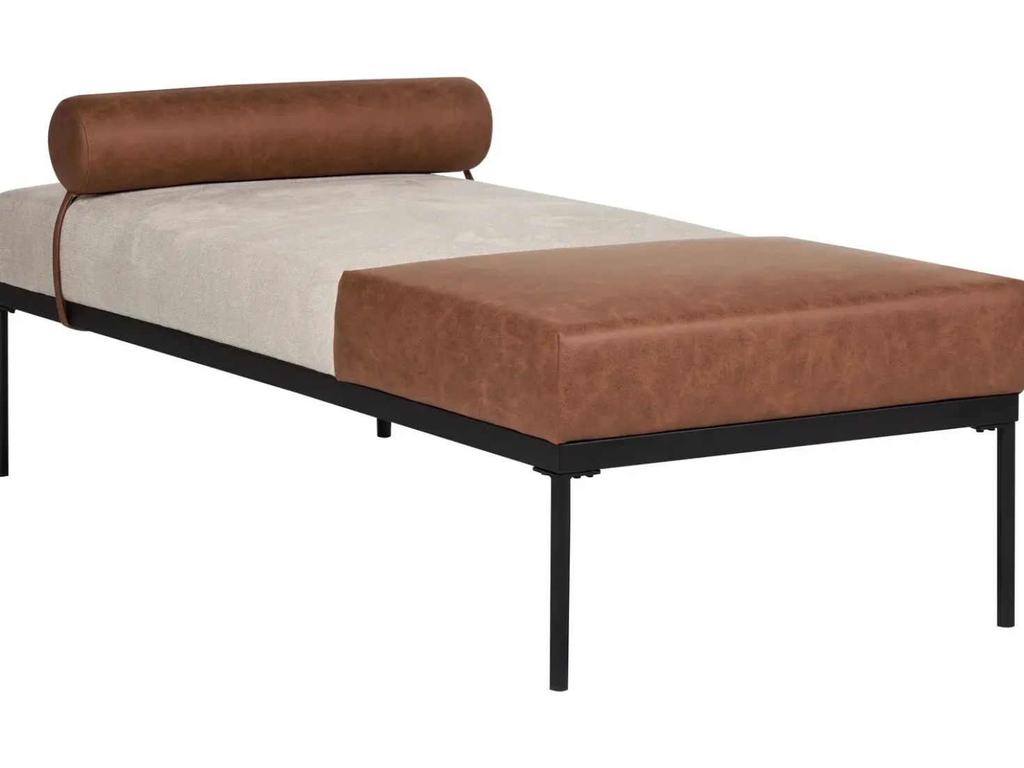 Chaise longue MALMOS Lino sintetico Pelle sintetica Marrone