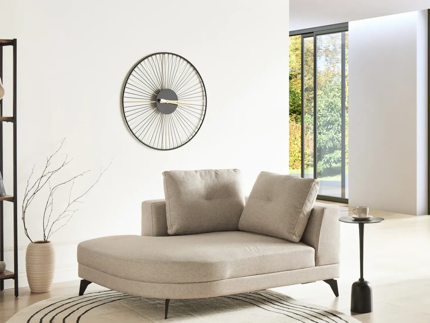 Chaise longue MARUM Lino sintetico Beige chiaro