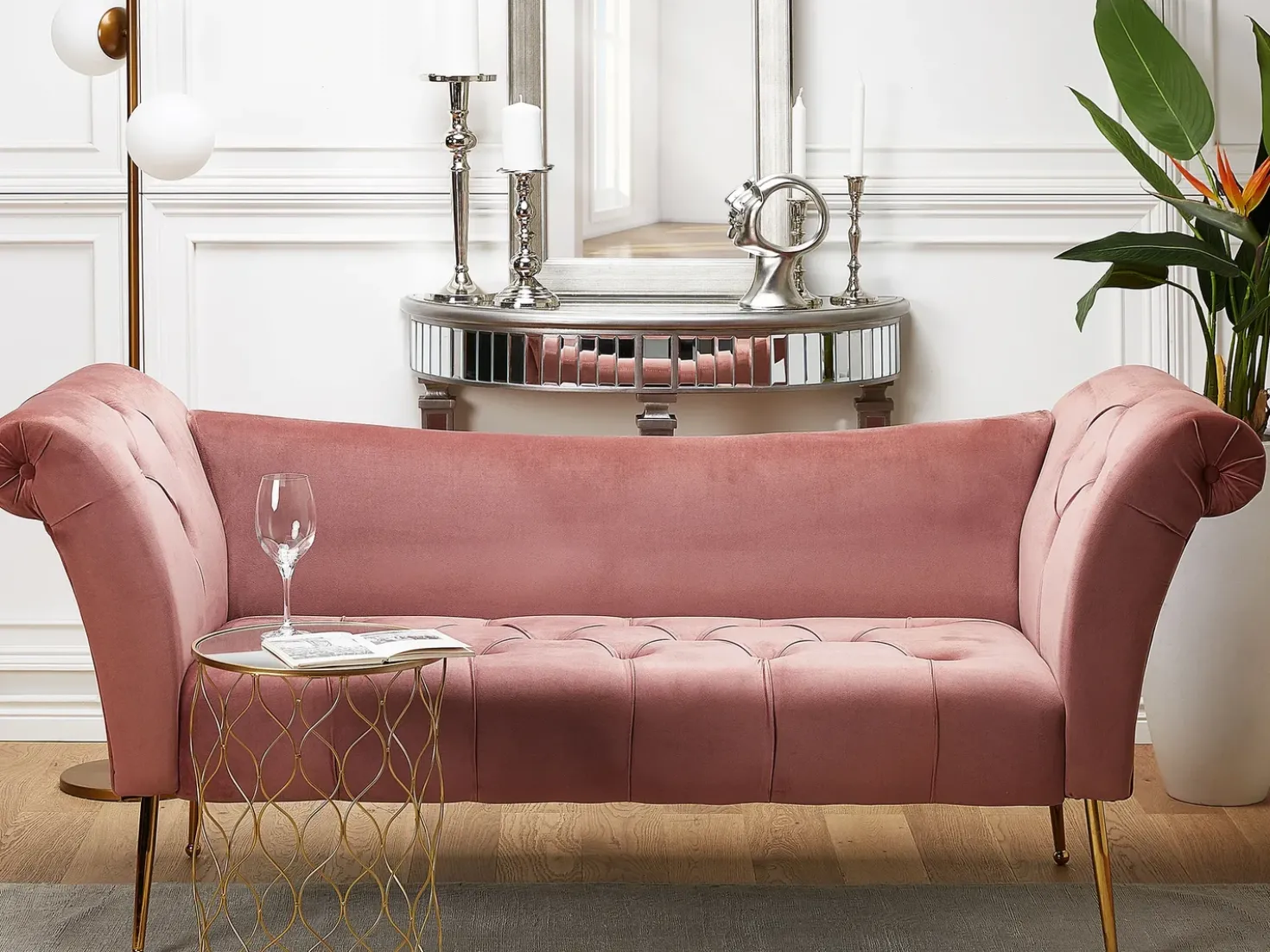 Chaise longue NANTILLY Velluto Rosa