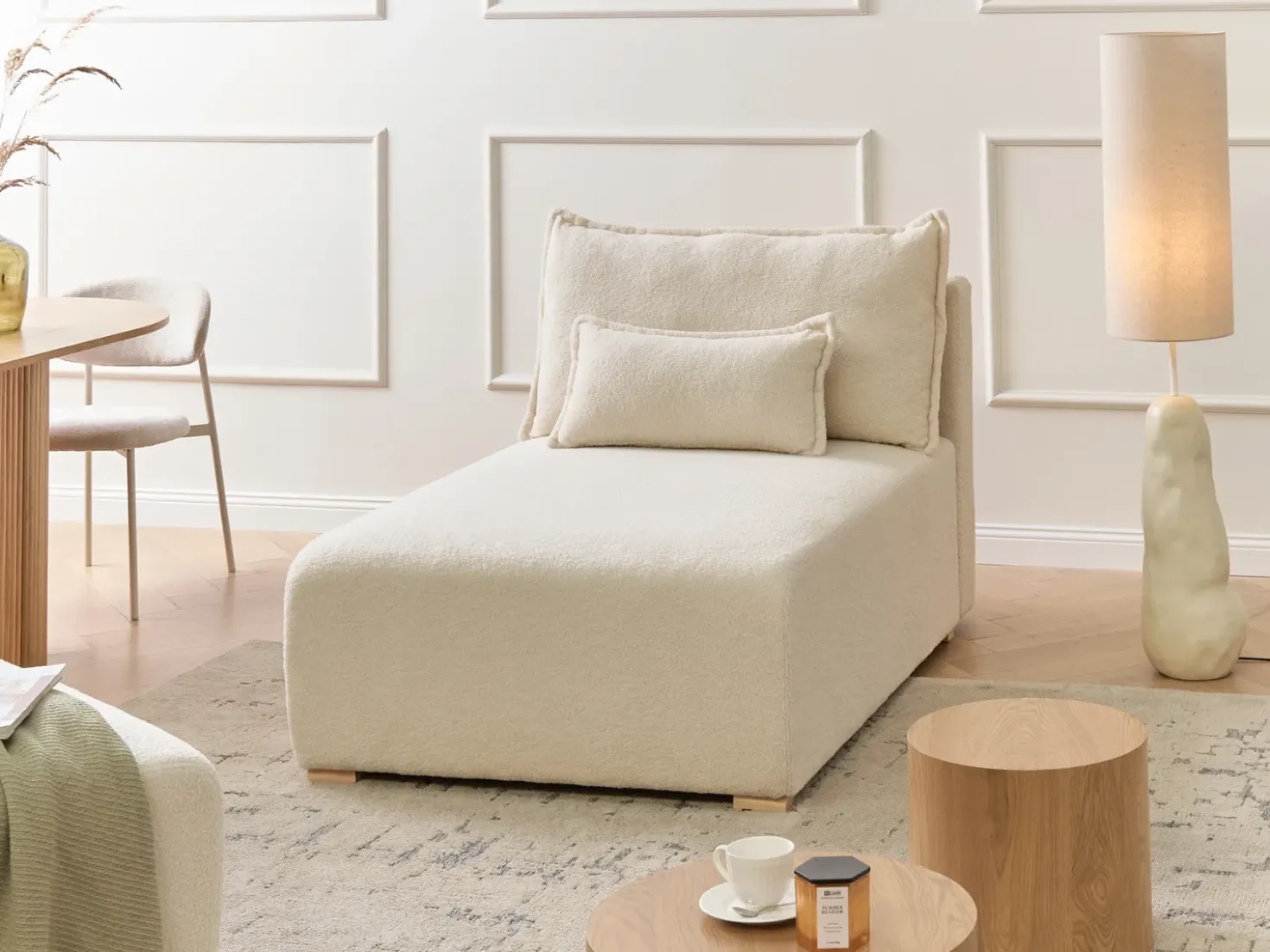 Chaise longue NERBO Bouclé Bianco sporco