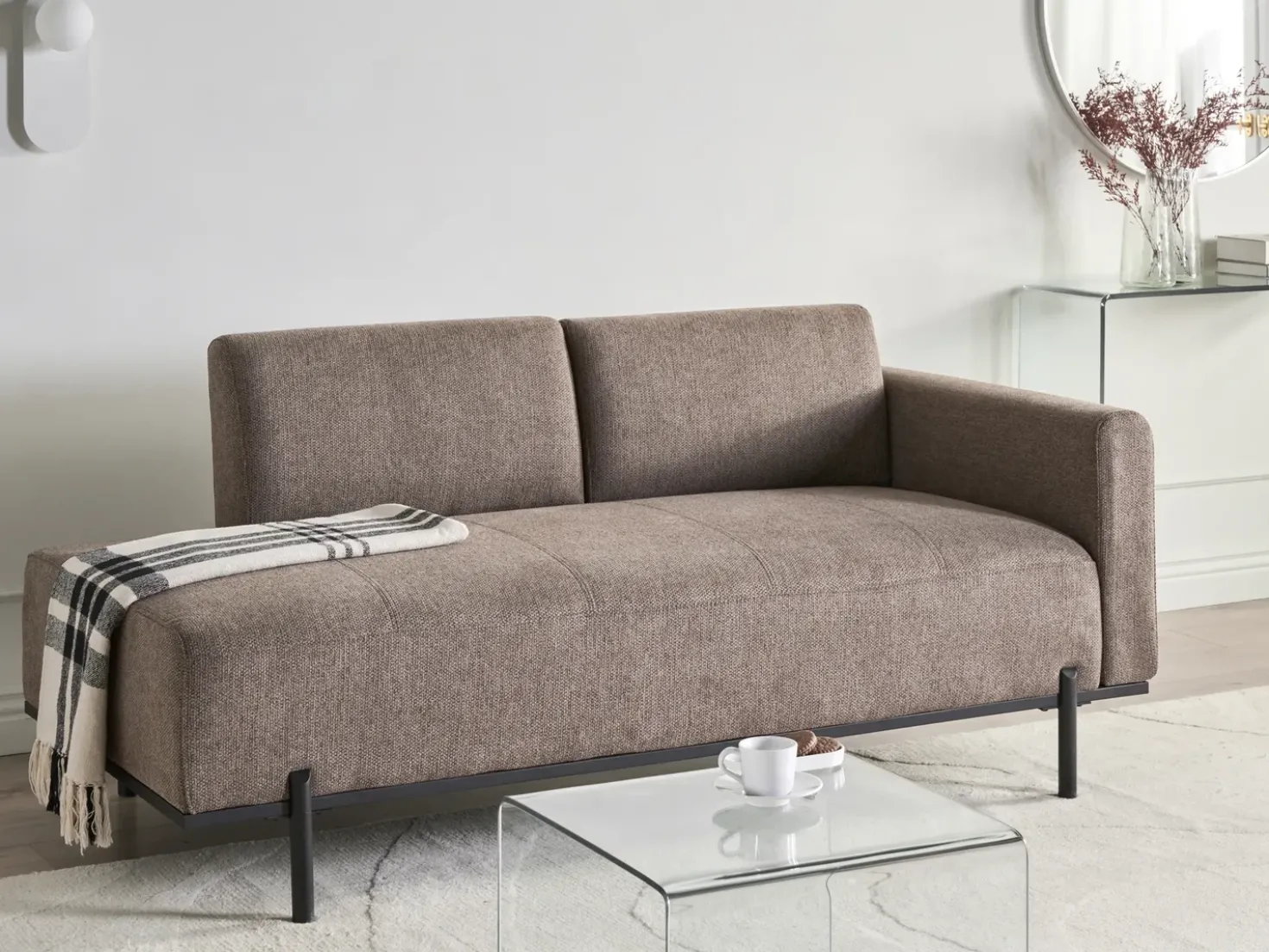 Chaise longue SAVASSE Lino sintetico Marrone chiaro
