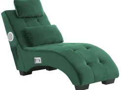 Chaise longue SIMORRE Velluto Verde smeraldo con altoparlante Bluetooth integrato