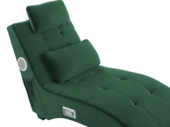Chaise longue SIMORRE Velluto Verde smeraldo con altoparlante Bluetooth integrato
