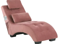 Chaise longue SIMORRE Velluto Rosa pastello con altoparlante Bluetooth integrato