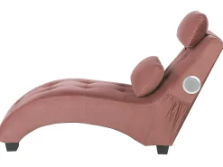 Chaise longue SIMORRE Velluto Rosa pastello con altoparlante Bluetooth integrato