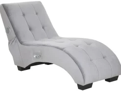 Chaise longue SIMORRE Velluto Grigio con altoparlante Bluetooth integrato