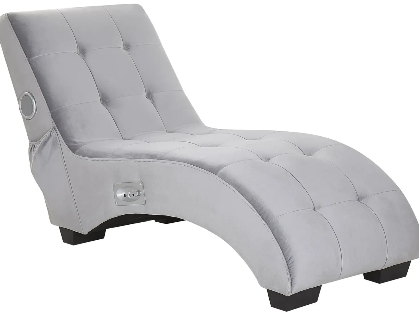Chaise longue SIMORRE Velluto Grigio con altoparlante Bluetooth integrato