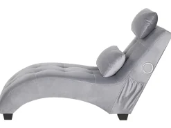 Chaise longue SIMORRE Velluto Grigio con altoparlante Bluetooth integrato