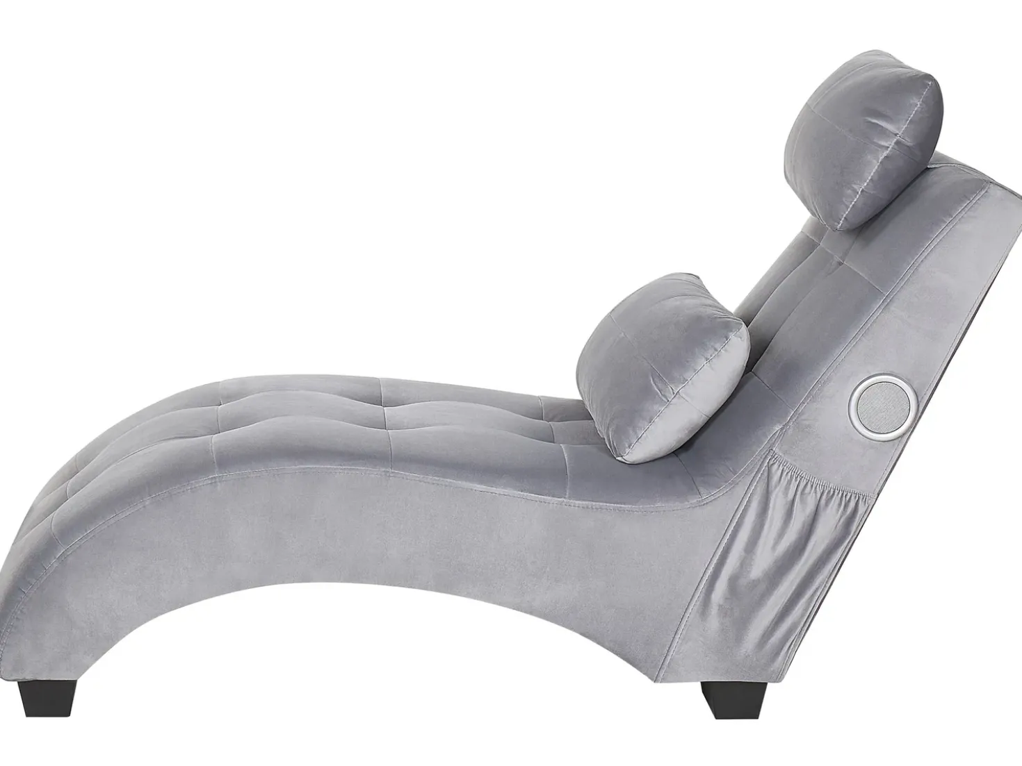 Chaise longue SIMORRE Velluto Grigio con altoparlante Bluetooth integrato