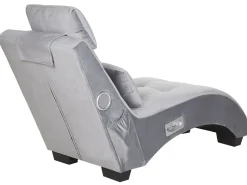 Chaise longue SIMORRE Velluto Grigio con altoparlante Bluetooth integrato