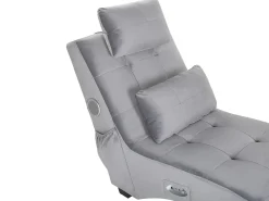 Chaise longue SIMORRE Velluto Grigio con altoparlante Bluetooth integrato