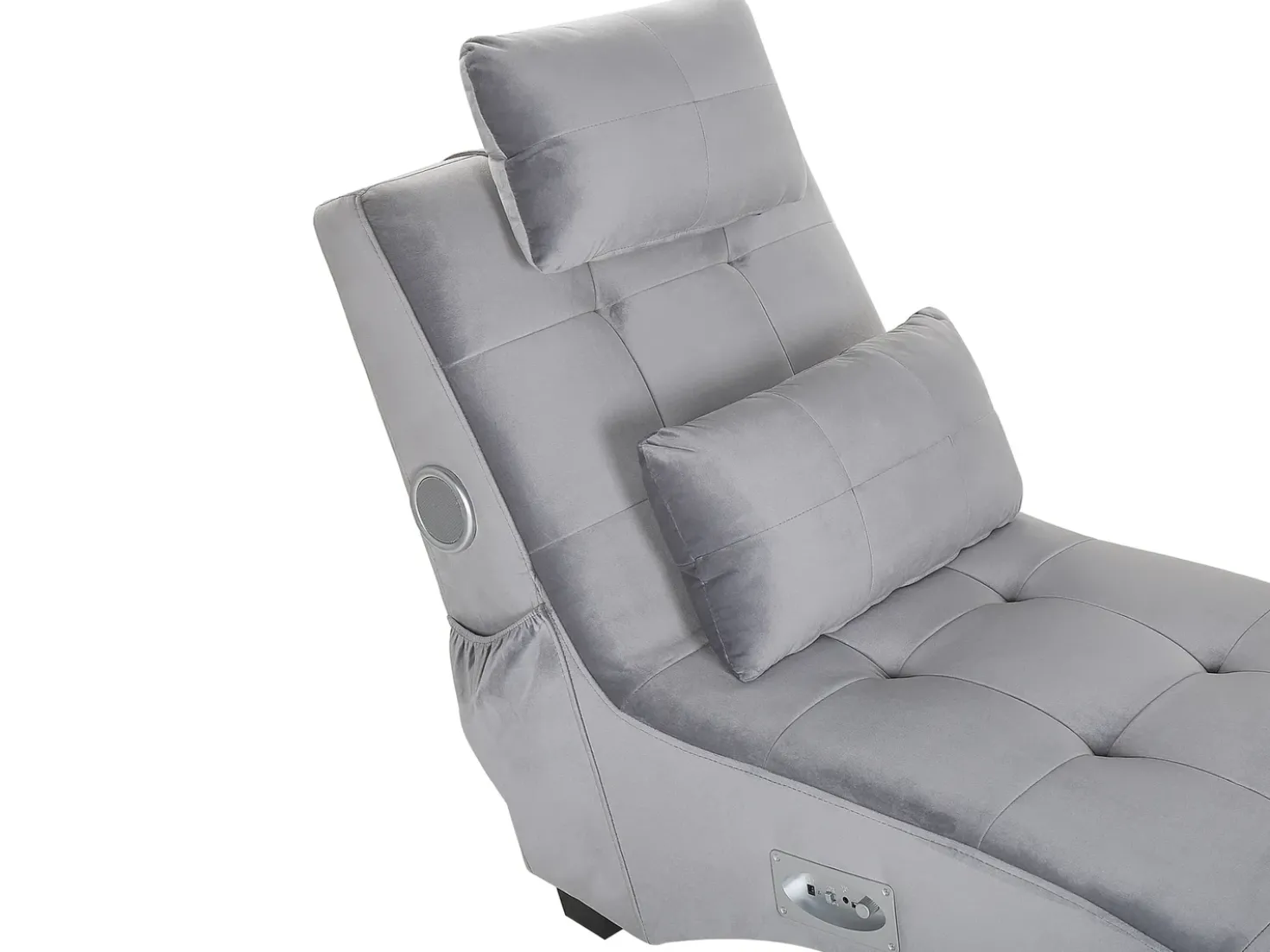 Chaise longue SIMORRE Velluto Grigio con altoparlante Bluetooth integrato