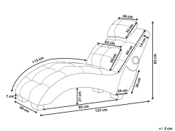 Chaise longue SIMORRE Velluto Grigio con altoparlante Bluetooth integrato