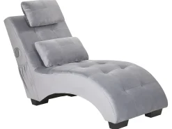 Chaise longue SIMORRE Velluto Grigio con altoparlante Bluetooth integrato