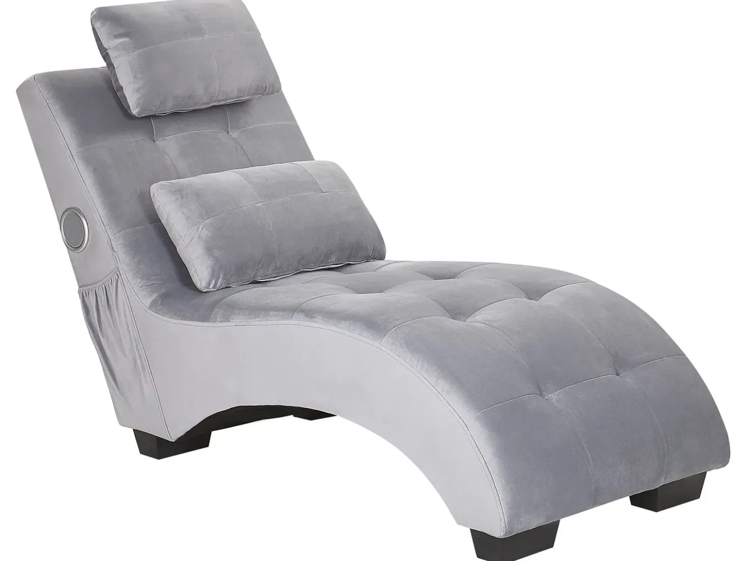 Chaise longue SIMORRE Velluto Grigio con altoparlante Bluetooth integrato