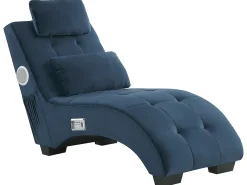 Chaise longue SIMORRE Velluto Blu scuro con altoparlante Bluetooth integrato