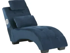 Chaise longue SIMORRE Velluto Blu scuro con altoparlante Bluetooth integrato