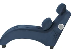 Chaise longue SIMORRE Velluto Blu scuro con altoparlante Bluetooth integrato
