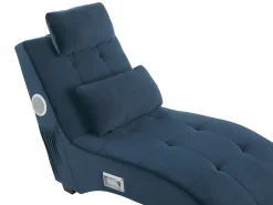 Chaise longue SIMORRE Velluto Blu scuro con altoparlante Bluetooth integrato