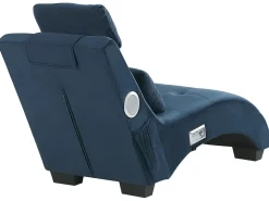 Chaise longue SIMORRE Velluto Blu scuro con altoparlante Bluetooth integrato