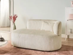 Chaise longue versione destra VANVEY Velluto a coste Beige chiaro
