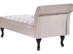 Chaise longue versione destra PESSAC Velluto Beige chiaro con contenitore