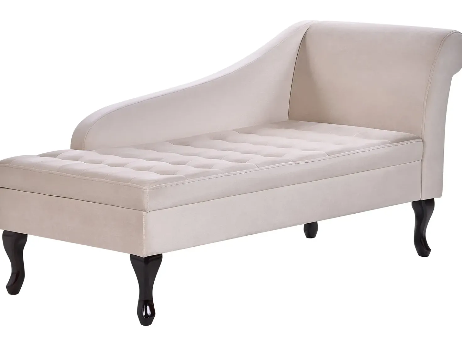 Chaise longue versione destra PESSAC Velluto Beige chiaro con contenitore