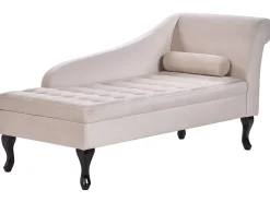 Chaise longue versione destra PESSAC Velluto Beige chiaro con contenitore