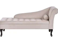 Chaise longue versione destra PESSAC Velluto Beige chiaro con contenitore