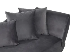 Chaise longue versione destra MERI Velluto Grigio scuro con contenitore