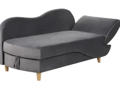 Chaise longue versione destra MERI Velluto Grigio scuro con contenitore