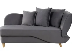 Chaise longue versione destra MERI Velluto Grigio scuro con contenitore