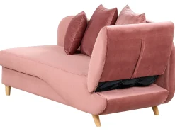 Chaise longue versione destra MERI Velluto Rosa con contenitore