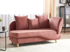 Chaise longue versione destra MERI Velluto Rosa con contenitore